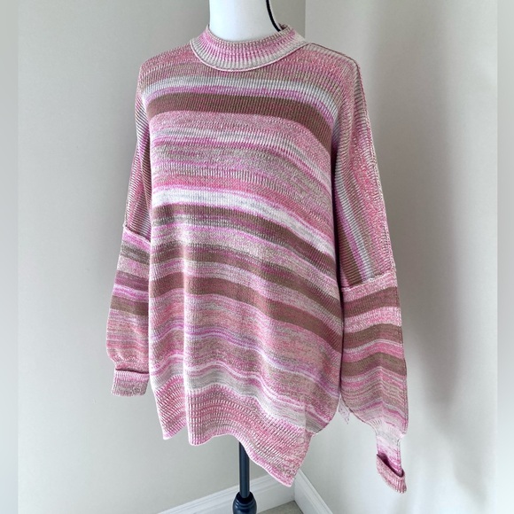 NWT Free People Easy Street Space Dye Sweater in Sand & Sugar Combo Size XS - Picture 4 of 10